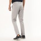 Men's Light Grey Slim Fit Textured Formal Trousers, Light Grey, small
