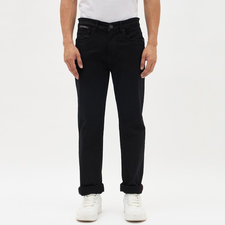 Men's Jet Black Slim Fit Jeans, Black, large image number null