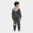 Boys Junior Green Hooded Graphic Print Baba Suit, Dark Green, small
