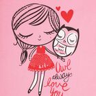 Girls' Light Pink Cotton Round Neck Casual T-Shirt, Light Pink, small