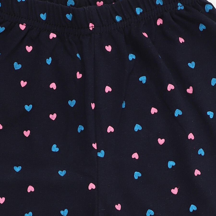Girls' Navy Blue Heart Printed Cotton Blend Pyjama, नेवी ब्लू, large image number null