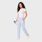 Ladies' Light Blue Straight Fit Bunny Print Track Pants, Light Blue, small