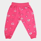 Infants Printed Rib Waist Pyjama, Fuchsia, small image number null