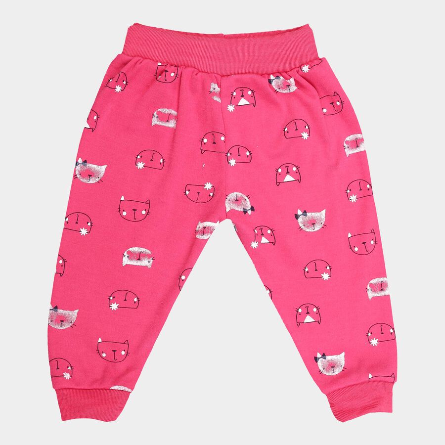 Infants Printed Rib Waist Pyjama, Fuchsia, large image number null