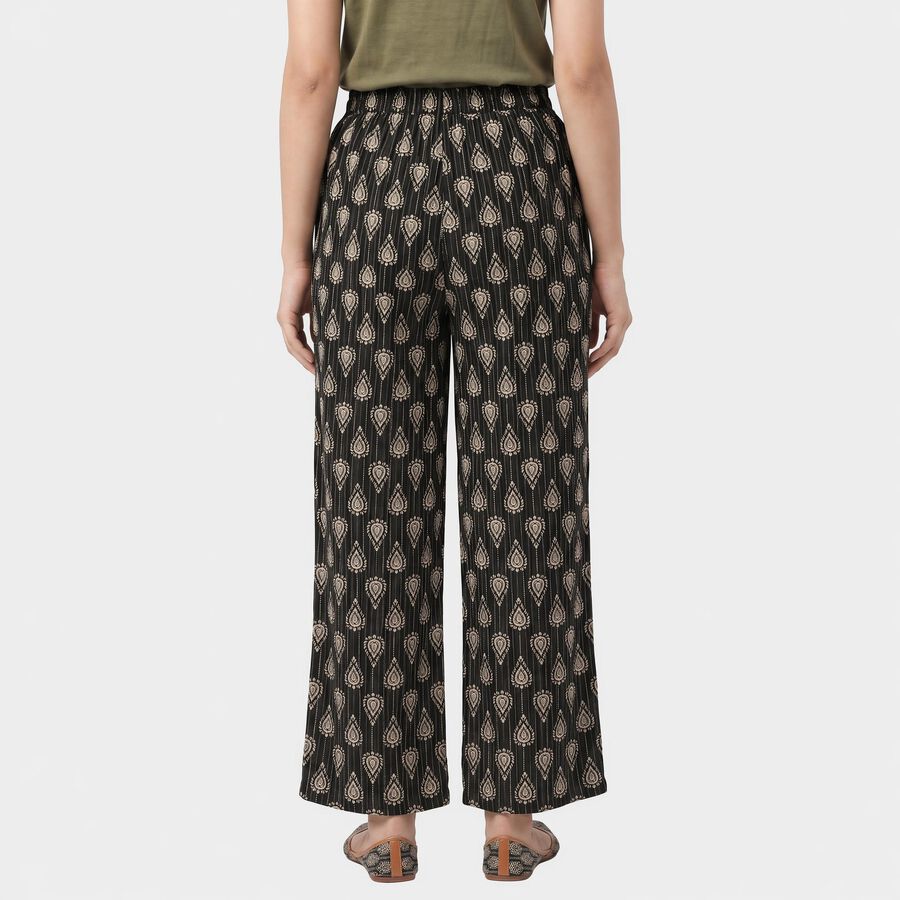 Women's Dark Grey Regular Fit Printed Palazzos, Dark Grey, large