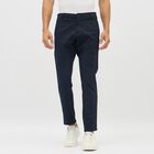 Men's Navy Blue Slim Fit Checkered Casual Trousers, Navy Blue, small image number null