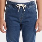 Boys Blue Slim Fit Drawstring Waist Jeans, मध्यम नीला, small