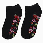 Girls' Jet Black Regular Fit Floral Design Ankle-Length Socks, काला, small image number null