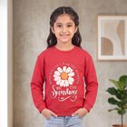 Girls' Fuchsia Crew Neck Pullover Sweatshirt, रानी (फ्यूशिया), small