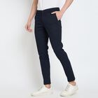 Men's Slim Fit Casual Trousers, Navy Blue, small image number null