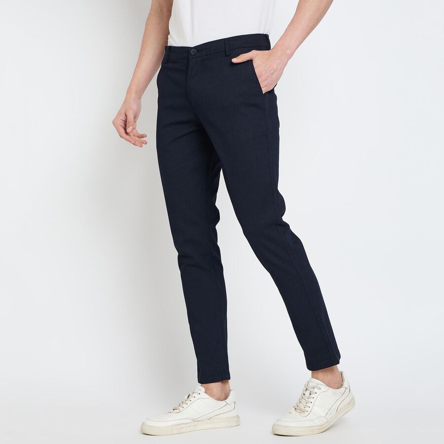 Men's Slim Fit Casual Trousers, Navy Blue, large image number null