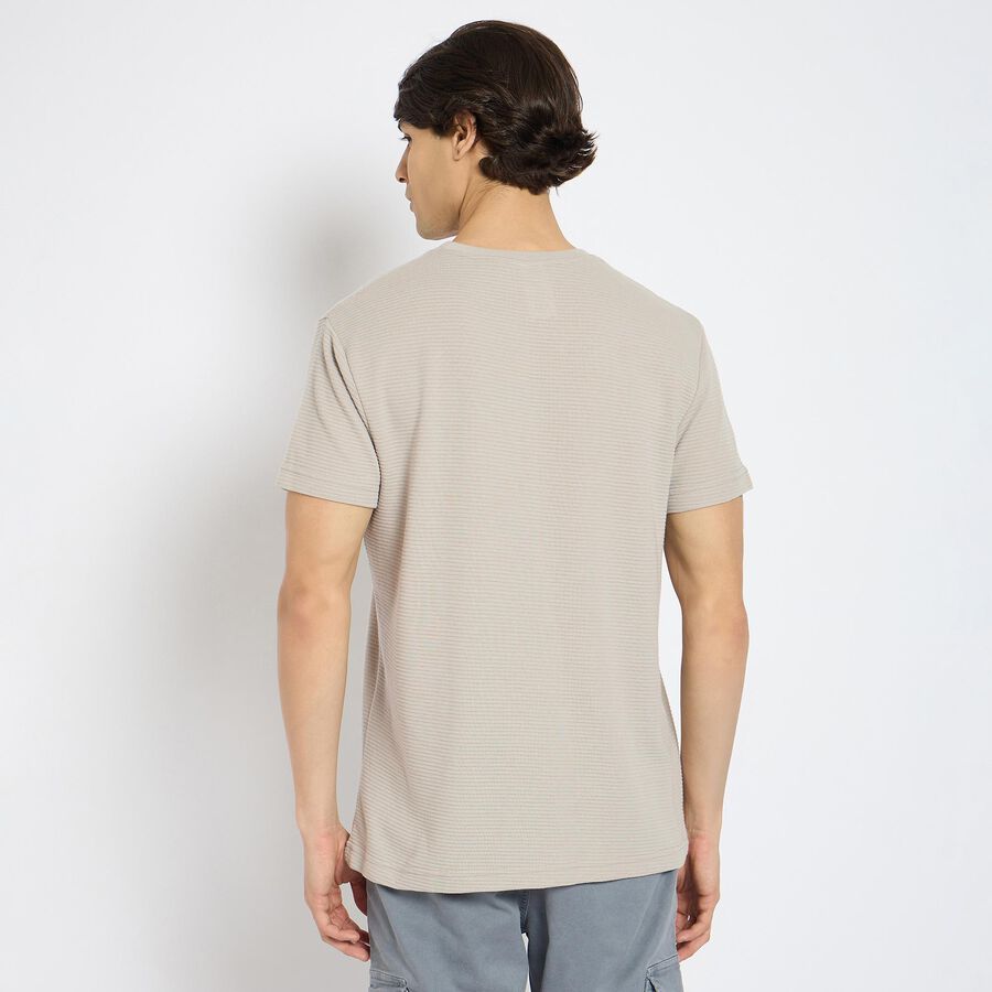 Men's Round Neck Half Sleeves T-Shirt , Light Green, large