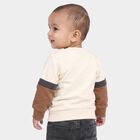 Infants Off White Cotton Round Neck Regular T-Shirt, ऑफ व्हाइट, small