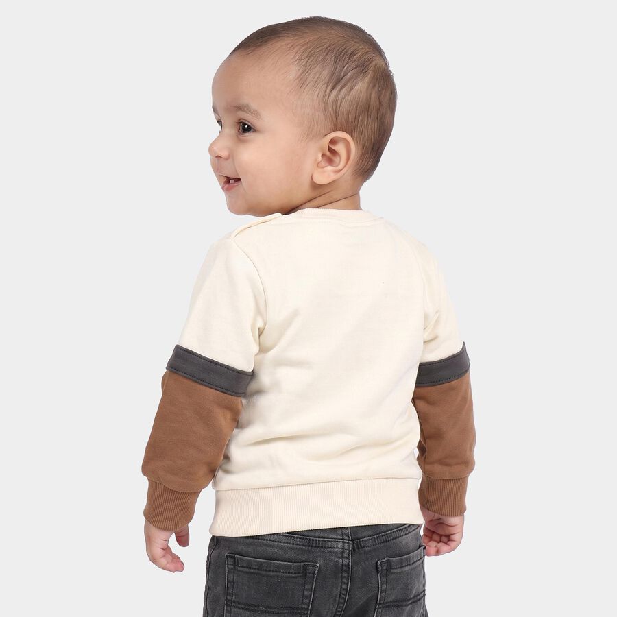 Infants Off White Cotton Round Neck Regular T-Shirt, ऑफ व्हाइट, large