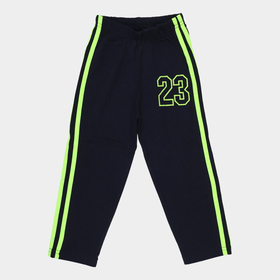 Boys' Navy Blue Sporty Cotton Blend Pyjama, Navy Blue, large