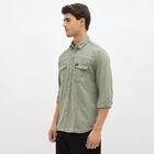Men's Muted Olive Green Button Down Casual Shirt, Olive, small