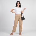 Women's Beige Regular Fit Lace Trimmed Palazzos, गहरा पीला, small