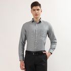 Men's Dark Grey Spread Collar Formal Shirt, Dark Grey, small