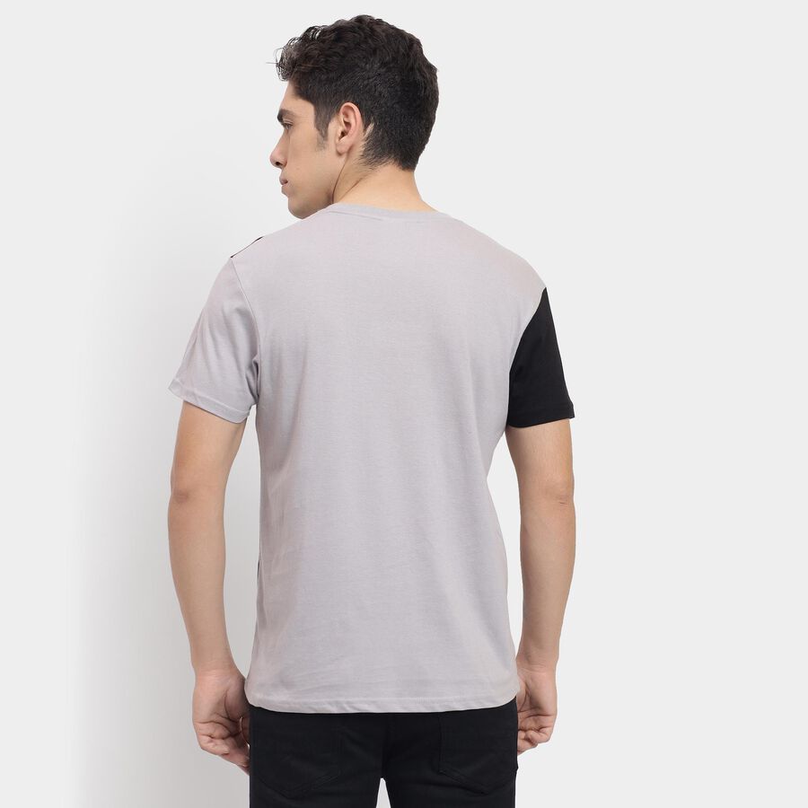 Men's 100% Cotton Round Neck Half Sleeves T-Shirt , हल्का ग्रे, large