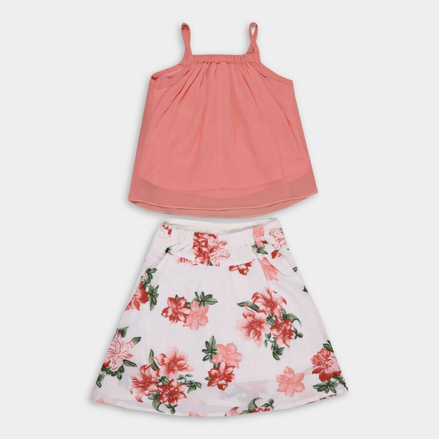 Girls' Top Skirt , Peach, large image number null