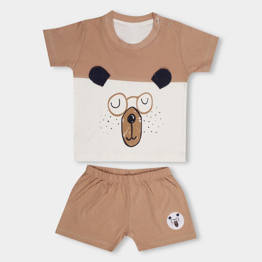 Infant Boys' 100% Cotton Baba Suit, Beige, large