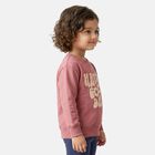 Girls' Pink Crew Neck Printed Sweatshirt, हल्का गुलाबी, small