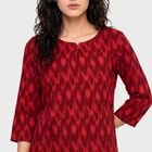 Women's Fuchsia Round Neck Printed Kurti, Fuchsia, small