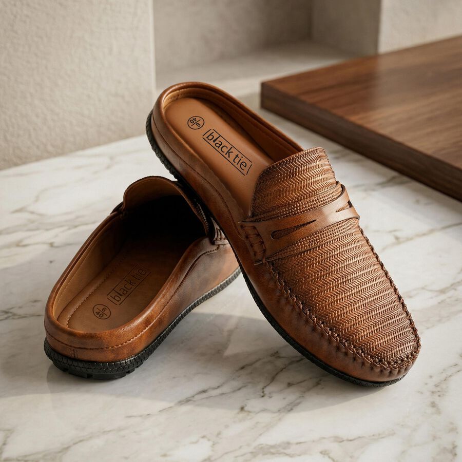 Men's Tan Slip-On Loafer Formal Shoes, टैन, large