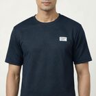 Men's Blue Round Neck Athleisure Drifit T-Shirt, टील ब्लू, small