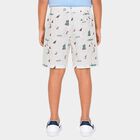 Boys White Regular Fit Printed Bermuda Shorts, सफ़ेद, small