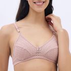 Women's Soft Pink Lace Wire-Free Everyday Bra, भूरा, small image number null