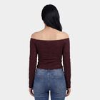 Women's Wine Off Shoulder Top, Wine, small