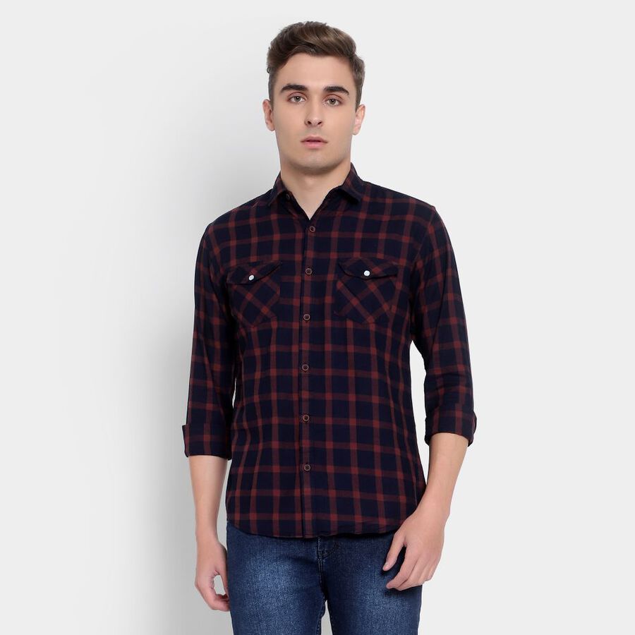 Cotton Checks Casual Shirt, Rust, large image number null