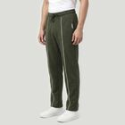 Men's Olive Green Straight Fit Printed Track Pants, Olive, small