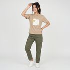 Women Beige Round Neck Regular T-Shirt, Beige, small