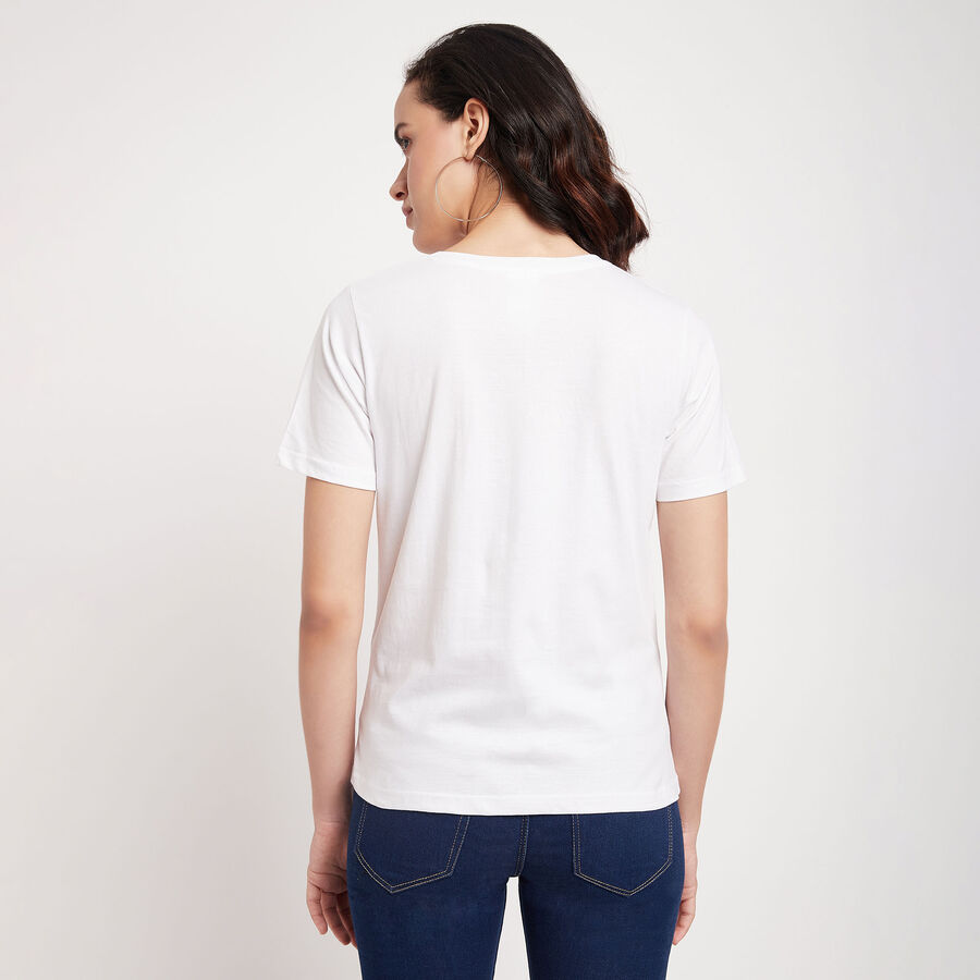 Cotton Round Neck T-Shirt, White, large image number null