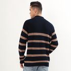 Men's Deep Midnight Navy Blue Half-Zip Casual Pullover, नेवी ब्लू, small image number null