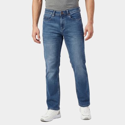 Men's Blue Straight Fit Washed Jeans