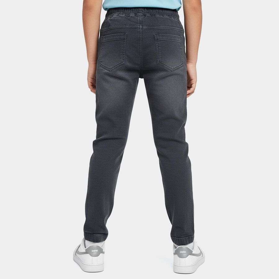 Boys' Grey Regular Fit Elastic Waistband Jeans, हल्का ग्रे, large