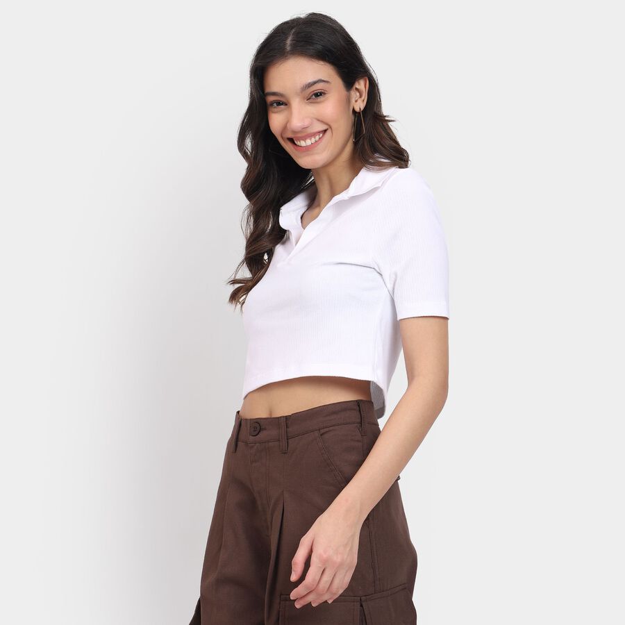 Ladies'  Crop  Top, सफ़ेद, large image number null