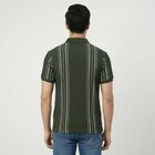 Men's Olive Green Collared Neck Casual T-Shirt, Olive, small
