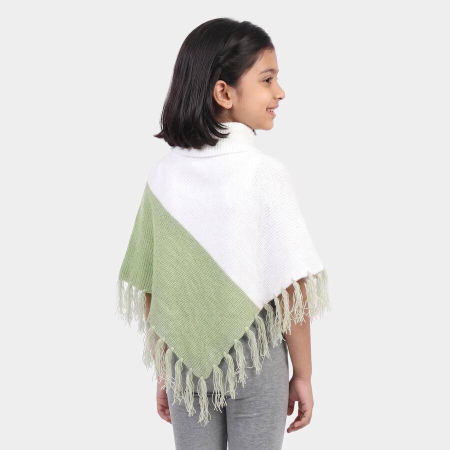 Girls' Green High Neck Colorblock Pullover, हल्का हरा, large