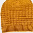 Boys Yellow Textured Knit Beanie Cap, Yellow, small