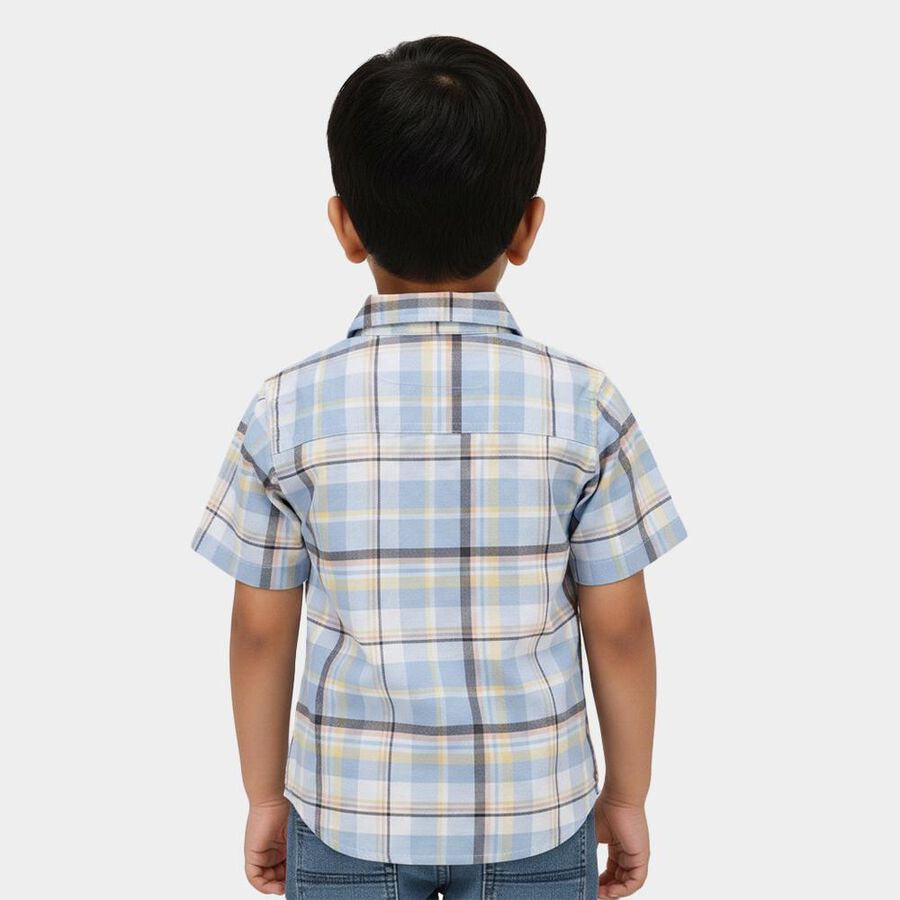 Boys' Light Blue Cotton Half Sleeve Classic Collar Casual Shirt, हल्का नीला, large