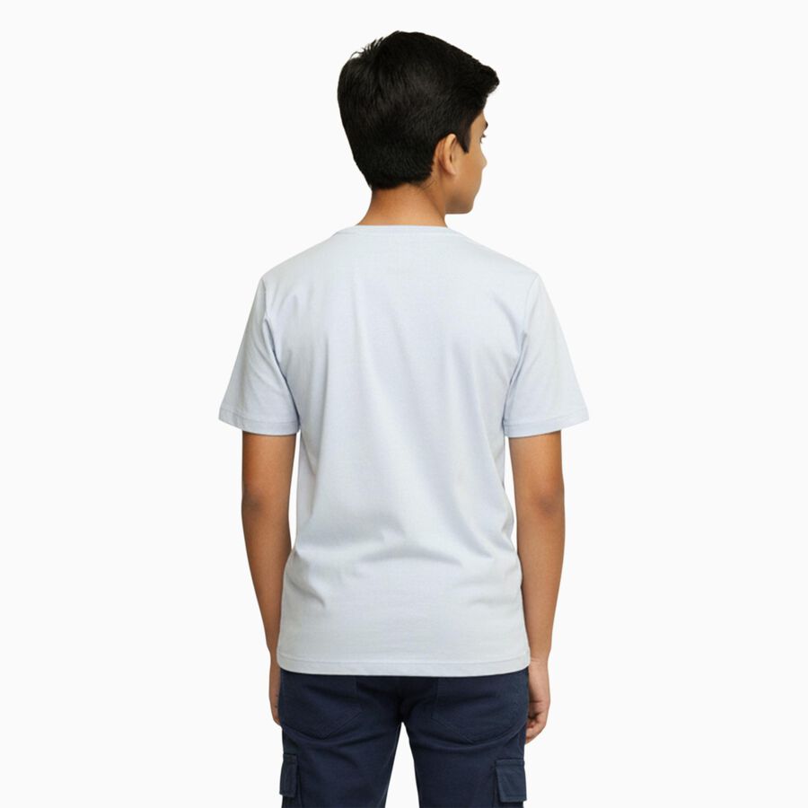 Boys Light Blue Crew Neck Casual Half Sleeve T-Shirt, हल्का नीला, large image number null