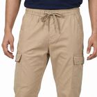 Men's Beige Slim Fit Cargo Casual Trousers, Beige, small