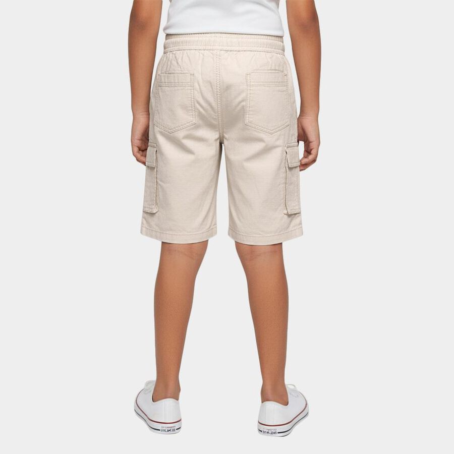 Boys' Beige Regular Fit Elastic Waist Bermuda Shorts, Beige, large