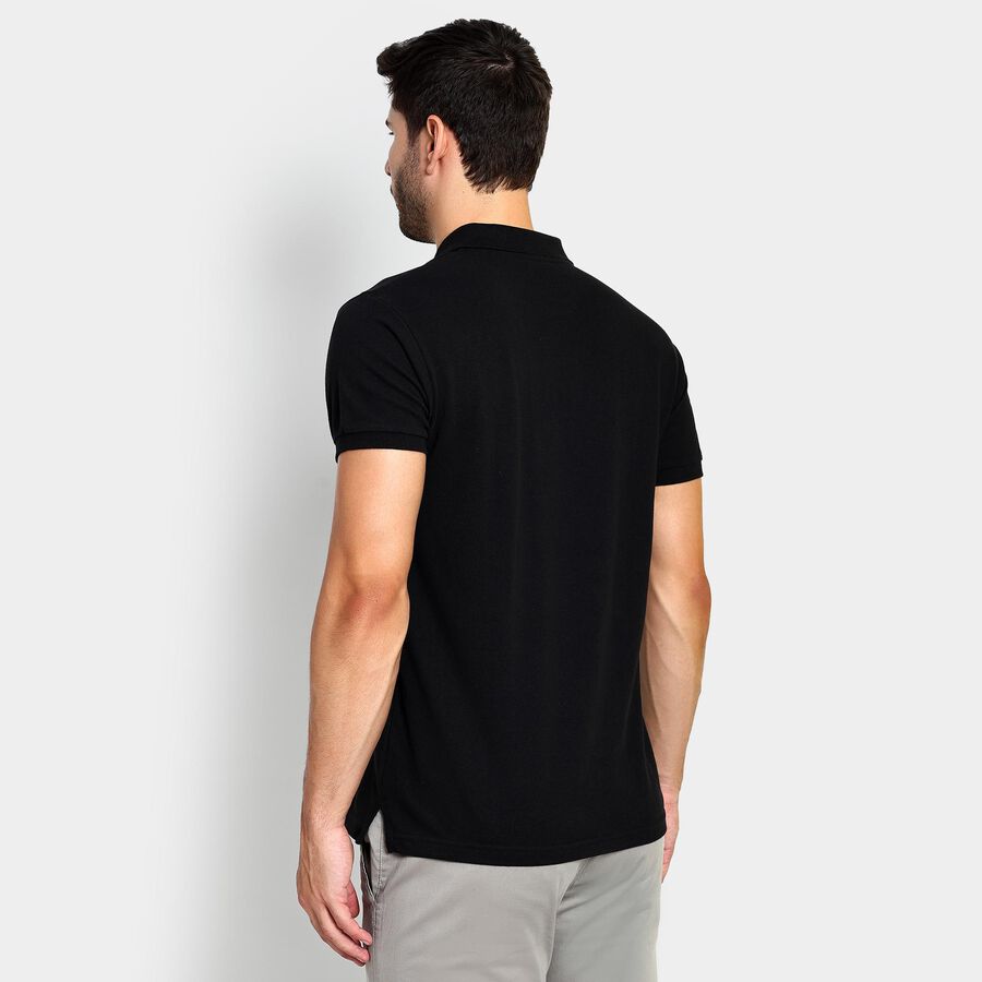 Men's Collared Half Sleeves T-Shirt , Black, large image number null