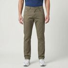 Men's Olive Green Slim Fit Solid Jeans, ओलिव, small