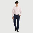Men's Pink Striped Spread Collar Regular Fit Formal Shirt, Light Pink, small